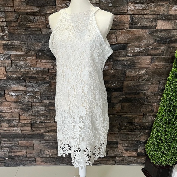 Dresses & Skirts - White Halter Sheath Midi Dress for Brides